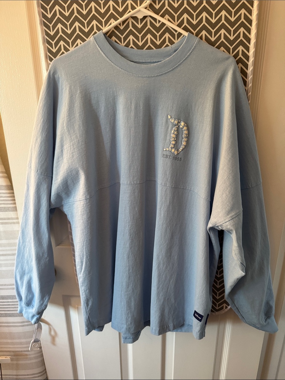 Disney Light Blue Long-Sleeve Spirit Jersey with Embroidered D - Limited Edition
